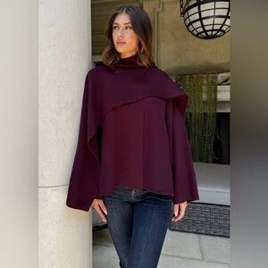 NWT Benaar Adira Asymmetrical Cape Jacket – Eggplant | One Size